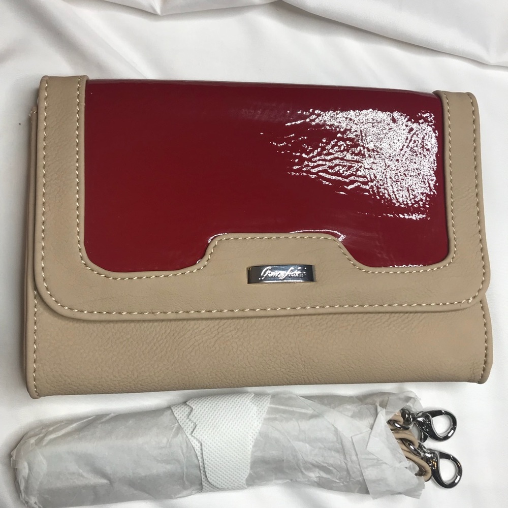 Grace Adele Lou clutch red patent faux leather